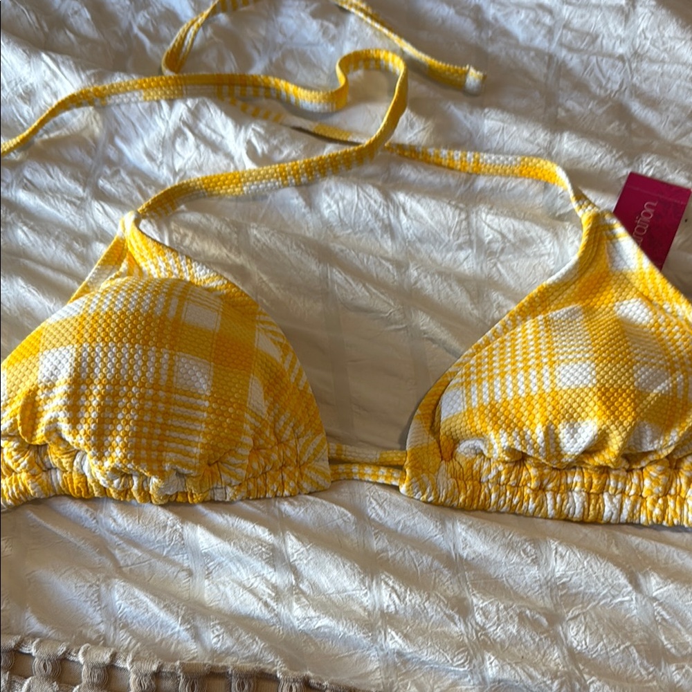 Aerie Yellow Plaid Bikini Top